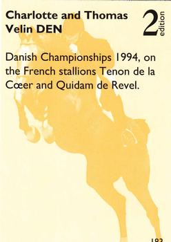 1995 Collect-A-Card Equestrian #183 Charlotte Velin / Thomas Velin / Tenon de la Coeer / Quidam de Revel Back